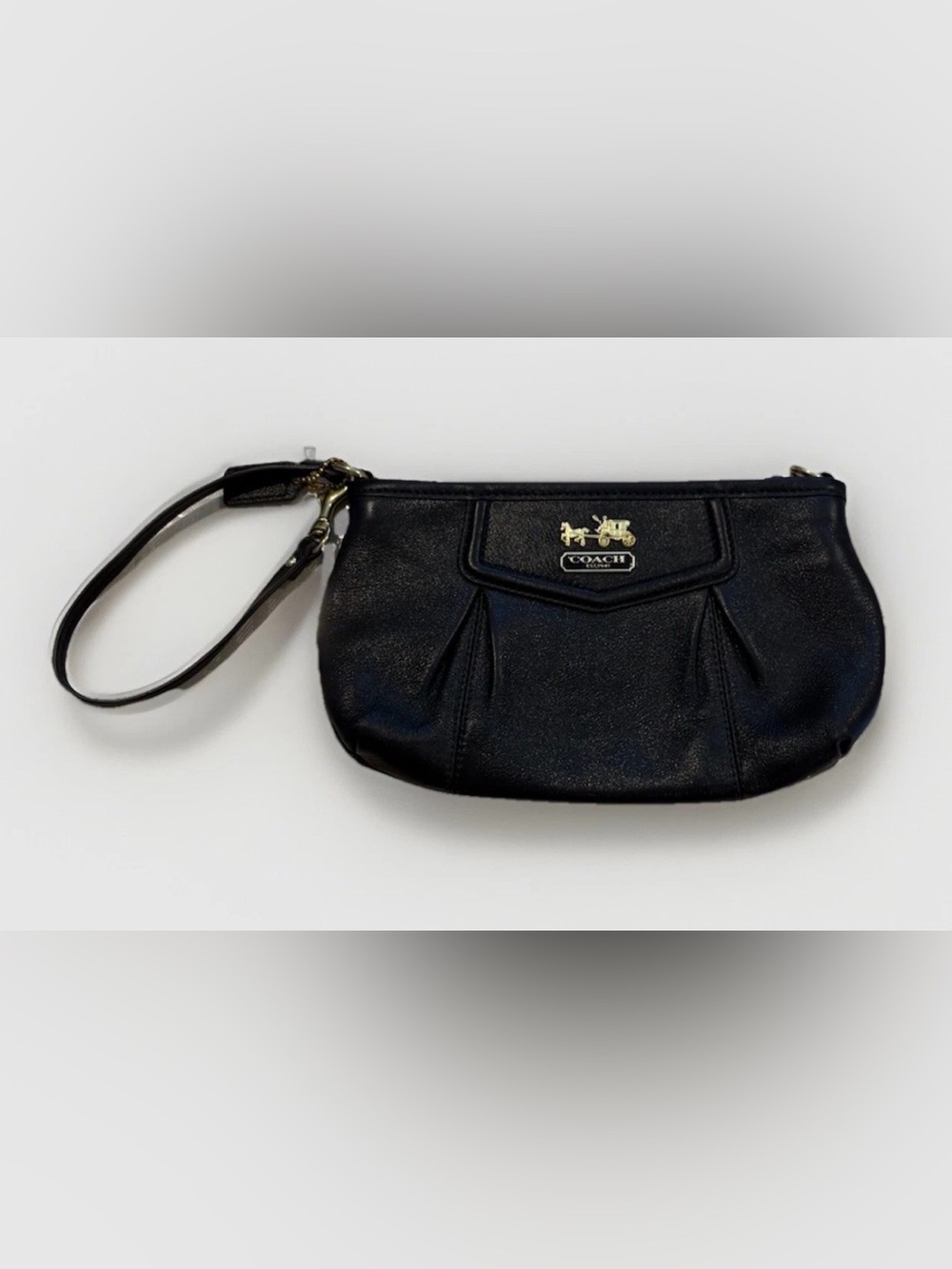 Y2K Vintage Coach Wristlet Purse Shoulder Bag Black Leather
